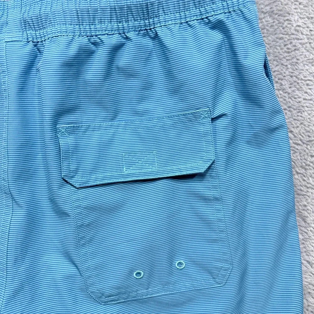 Vineyard Vines Swim Trunks Mens M Blue Micro Stripe Elastic Waist Board Shorts